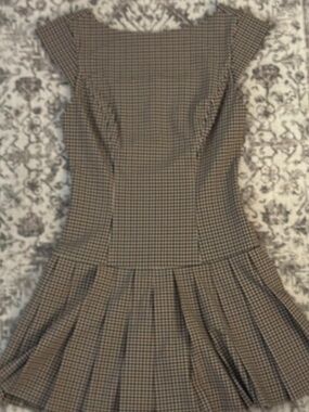 Sunday Best Brown Plaid Cap-Sleeve Fit-and-Flare Dress